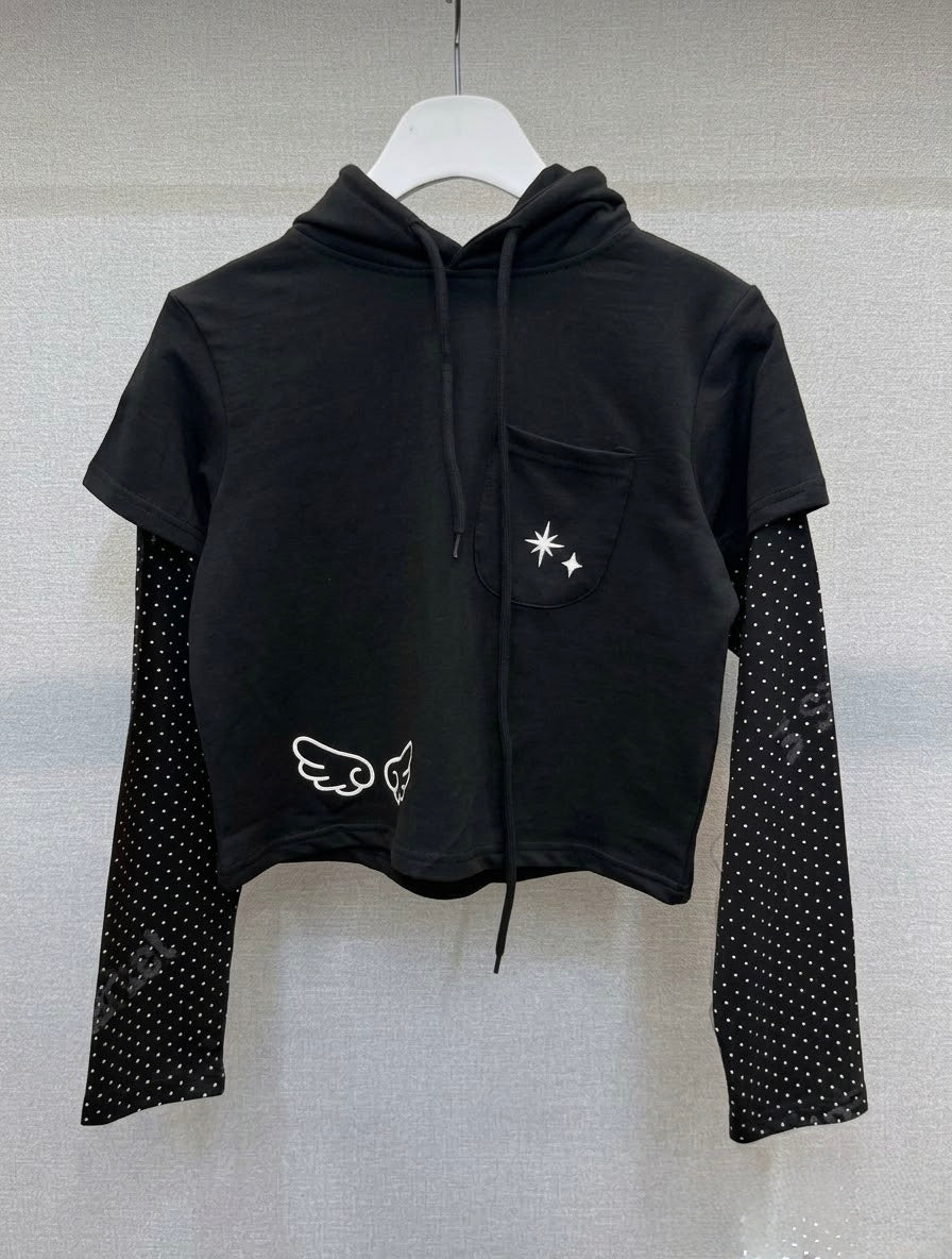假兩件短版 Hooded Top