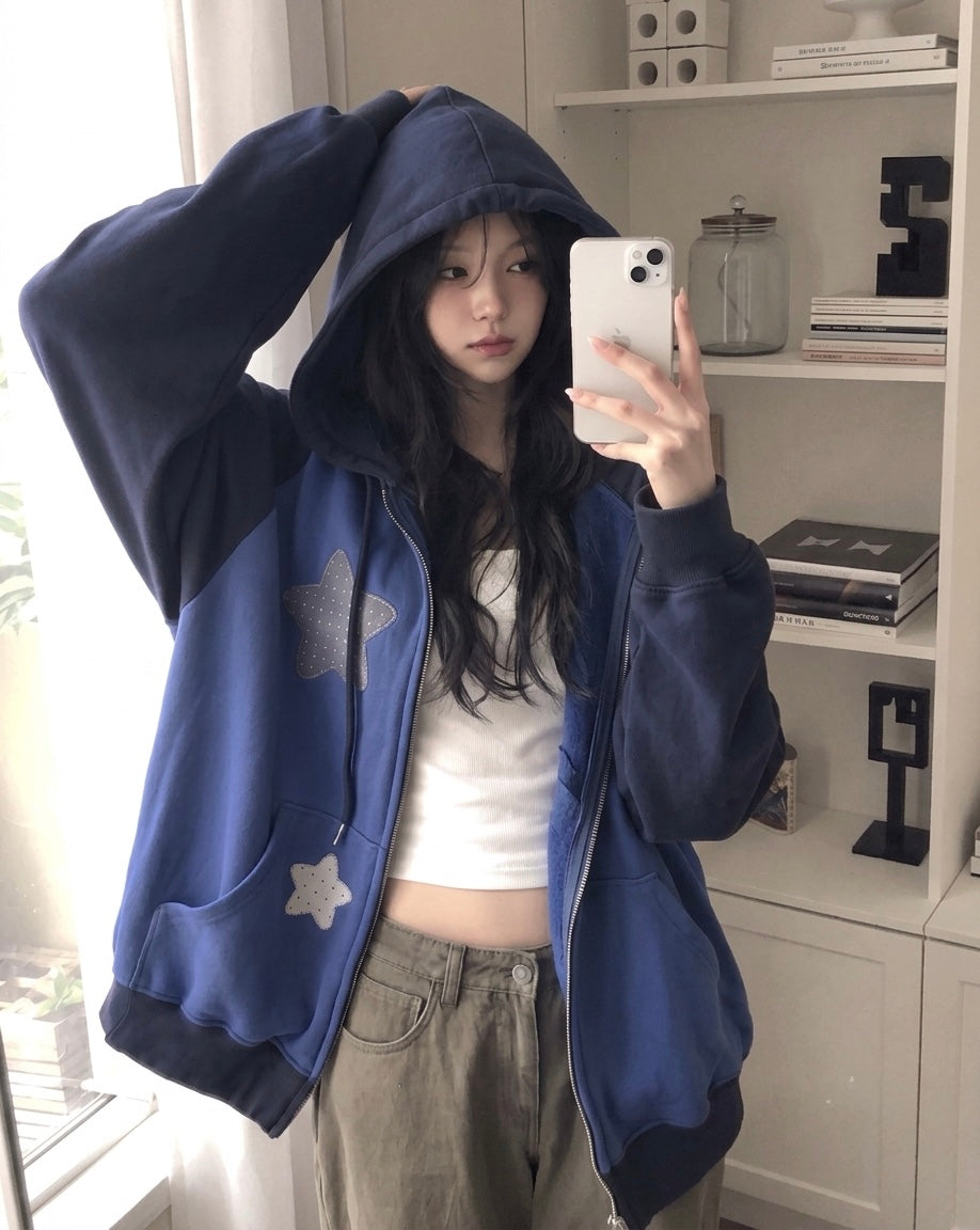 星星 連帽拉鍊外套