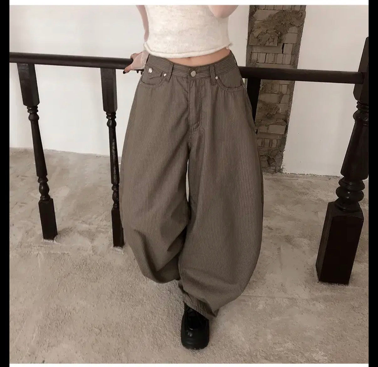 [韓國彎刀]條紋褲