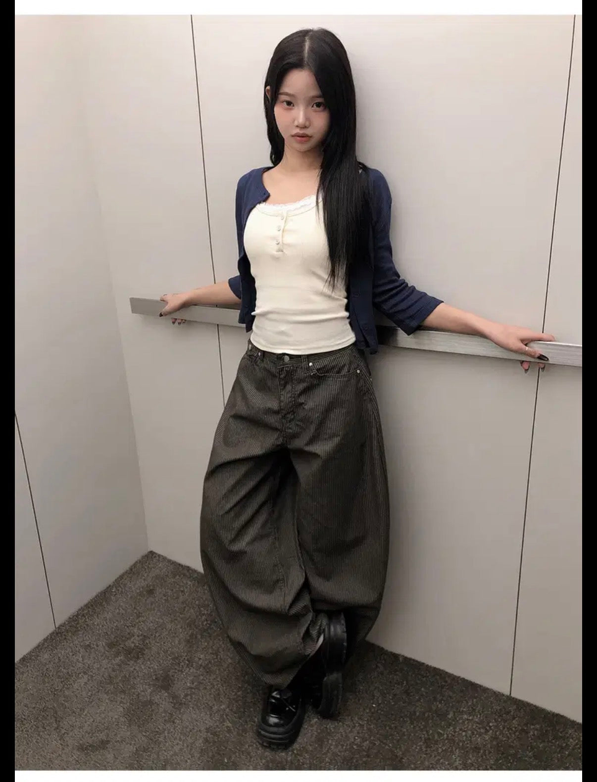 [韓國彎刀]條紋褲