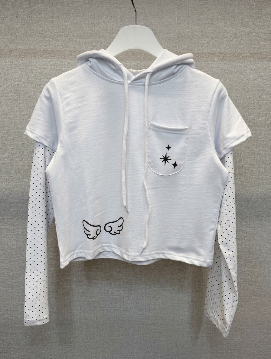 假兩件短版 Hooded Top