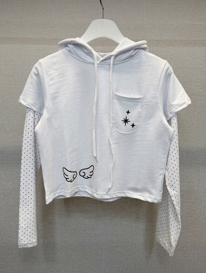 假兩件短版 Hooded Top
