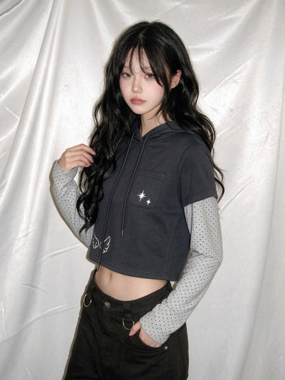 假兩件短版 Hooded Top
