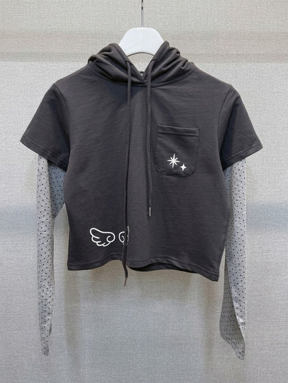 假兩件短版 Hooded Top