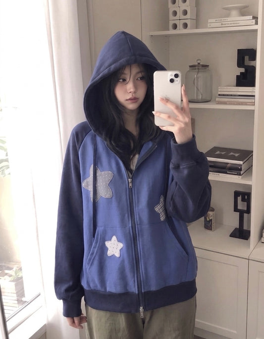 星星 連帽拉鍊外套
