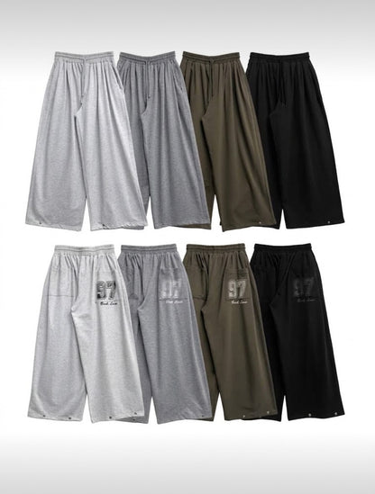 美式復古後口袋字母印花Baggy Pants