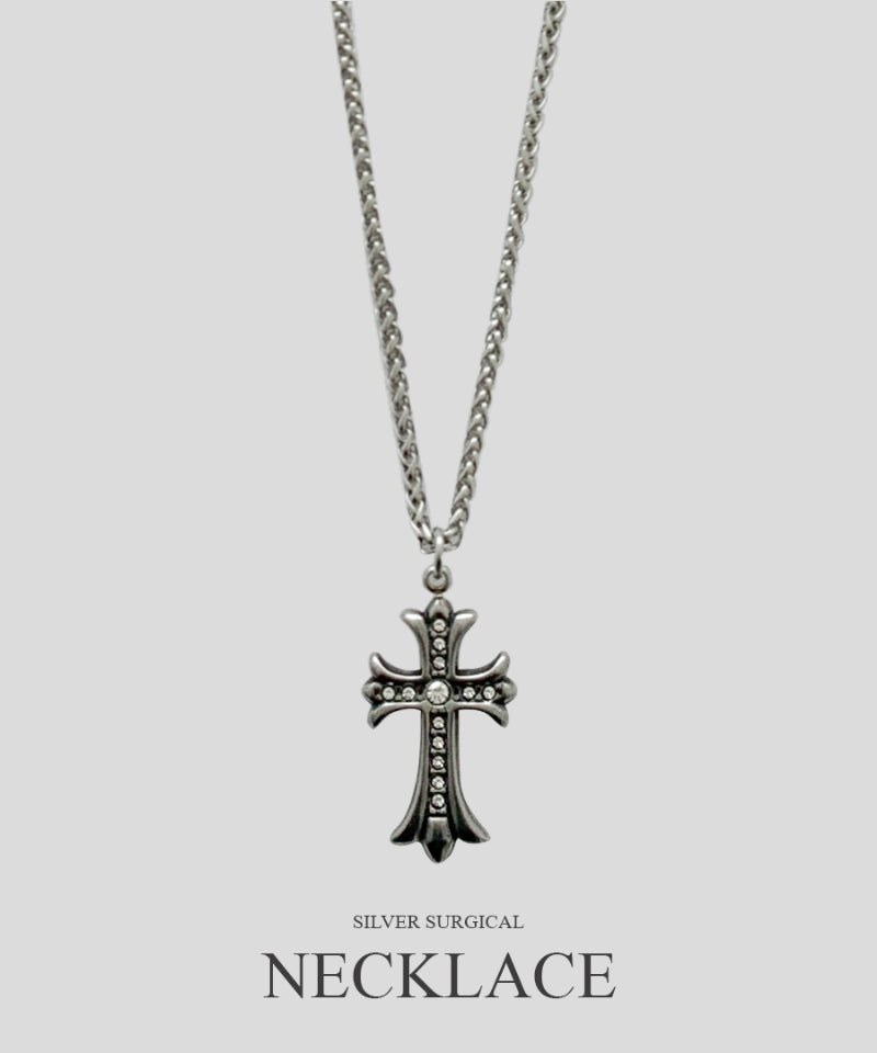 Silver surgical necklace (十字架)