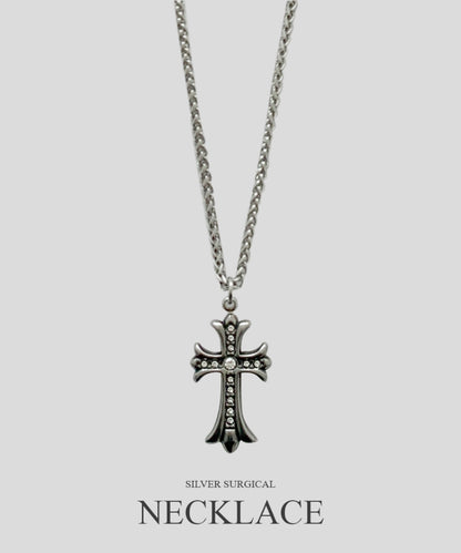 Silver surgical necklace (十字架)